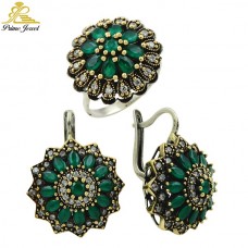 Gümüş Otantik Taşlı Set